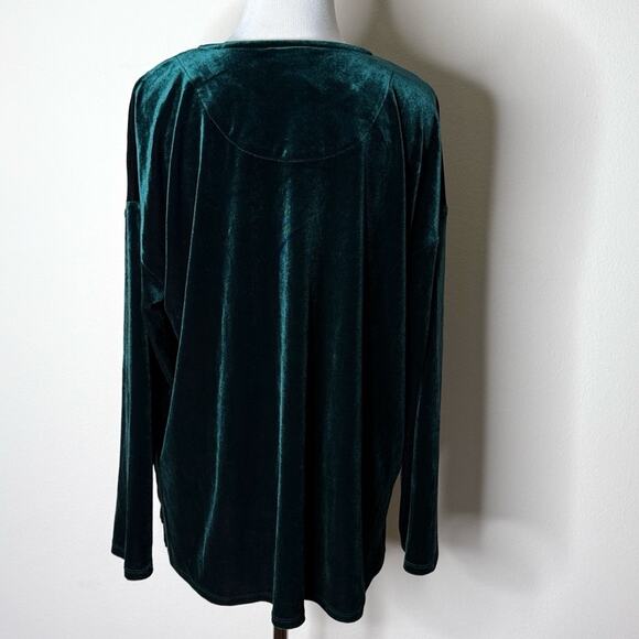 J. Jill Evergreen Velvet Long Sleeve Top - Picture 4 of 5